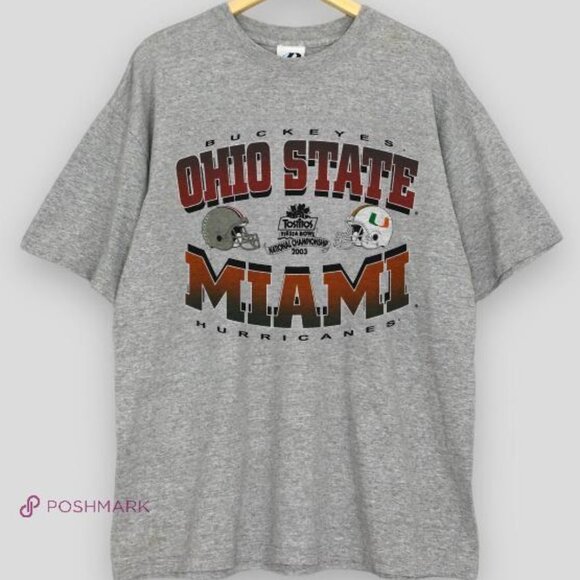 Ohio State Buck eyes Gray 2003 Fiesta Bowl Miami Hurricanes Vtg shirt retro - Picture 1 of 2